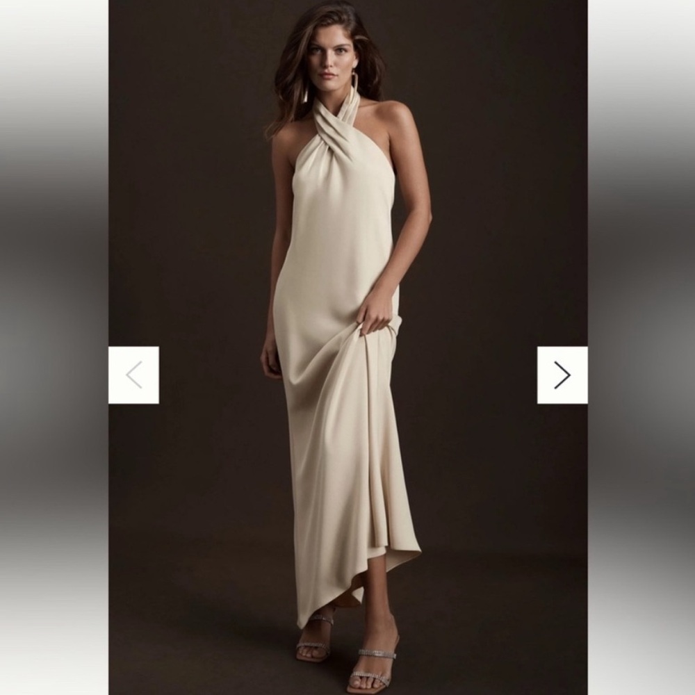 BHLDN Champagne Halter Neck Dress